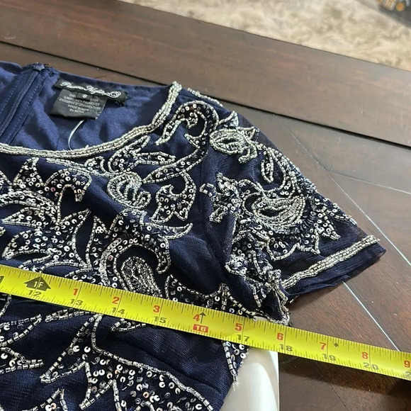 NEW Pissarro Nights Beaded Mesh Cocktail Dress - size 6 - Picture 7 of 7